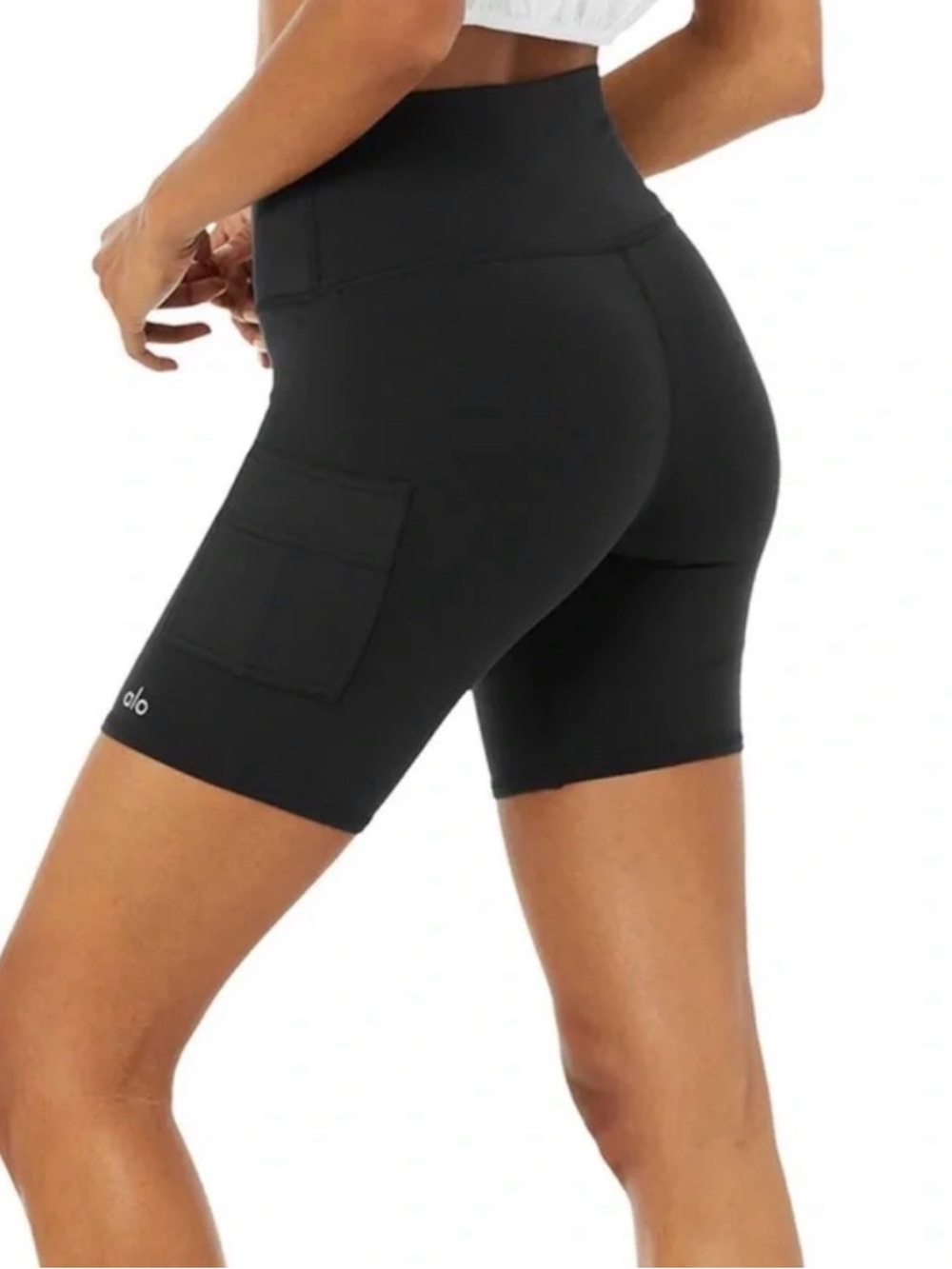 ALO Yoga Black High-Waist Cargo Bike Shorts